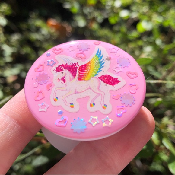 Handmade Kawaii Lisa Frank Pegasus Phone Grip - Picture 9 of 12